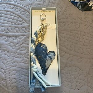 eye candy Blue Denim Heart Braided Keychain with Gold Hardware
